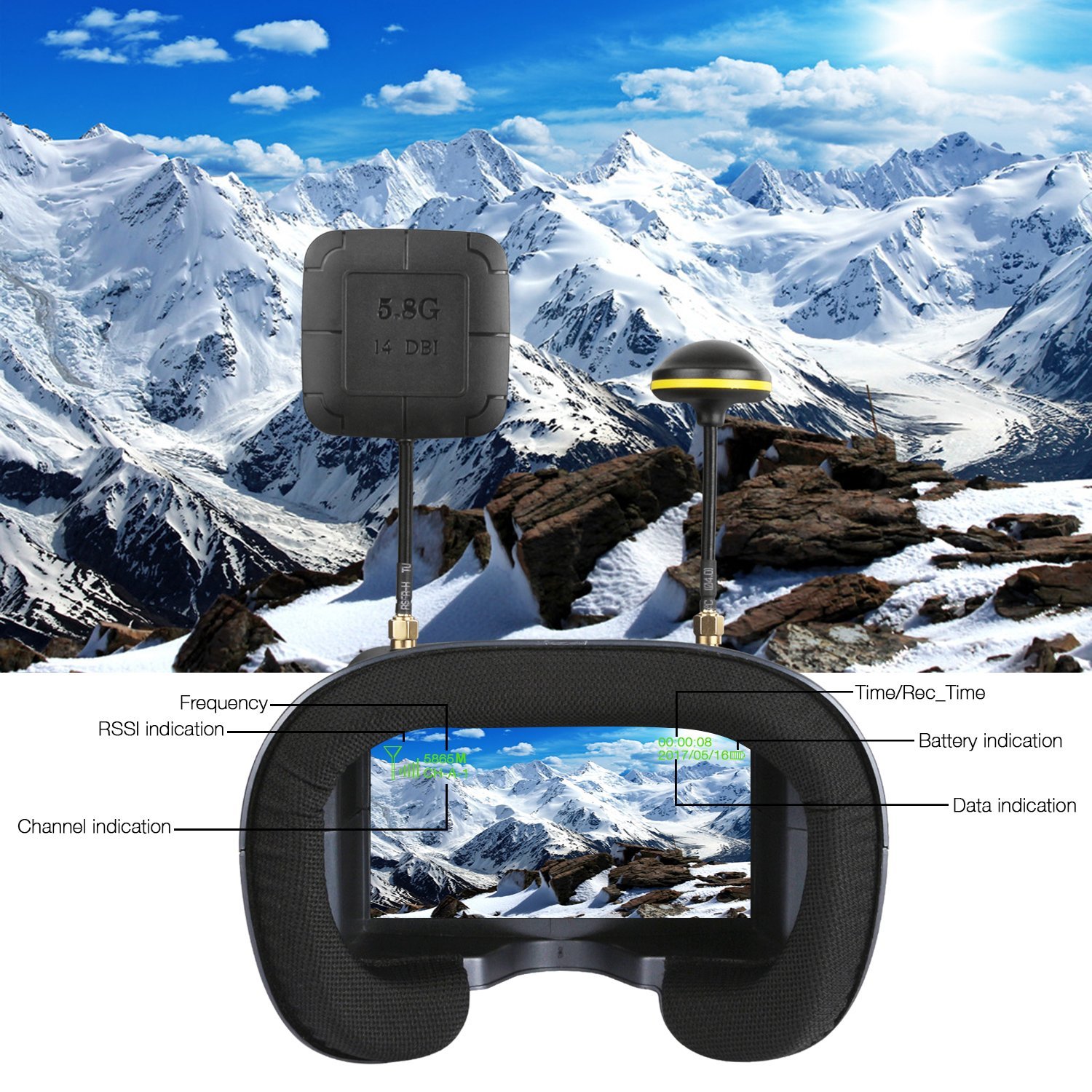 008D 5.8G 40CH 4.3 Inch 800*48 - Skyzone Sky04O Pro Fpv Goggles ulasan dan harga